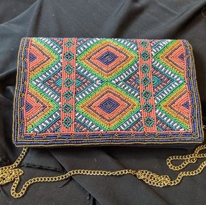 Vintage hand beaded shoulder bag
